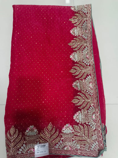 SKU ; RF54 RAJ FASHION ZARDOSI WITH SIROSKI WORK TREDDING SAREE CHIFFON