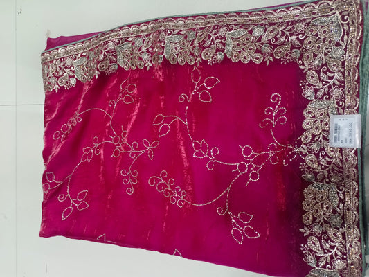 SKU ;RF56 RAJ FASHION ZARDOSI BORDER WITH SIROSKI  CHIFFON SAREE