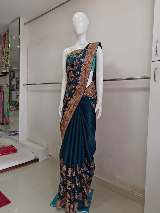 SKU ;RF72 RAJ FASHION PREMIUM EMBROIDERY WORK ORGANZA SAREE