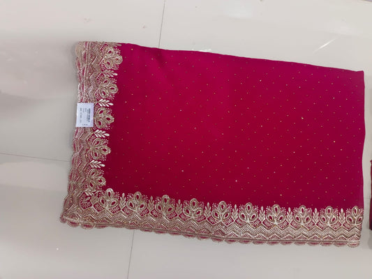 SKU;RF67 RAJ FASHION RESAM JARI WITH SIROSKI DAIMOND WORK CHIFFON SAREE