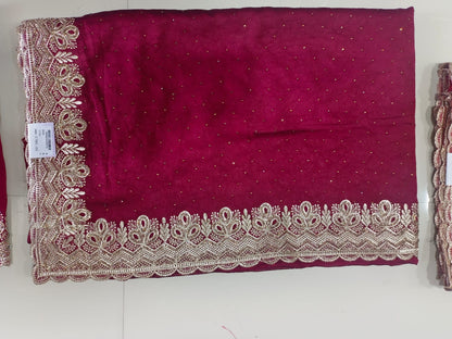 SKU;RF67 RAJ FASHION RESAM JARI WITH SIROSKI DAIMOND WORK CHIFFON SAREE