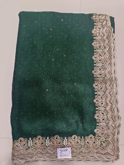 SKU;RF67 RAJ FASHION RESAM JARI WITH SIROSKI DAIMOND WORK CHIFFON SAREE