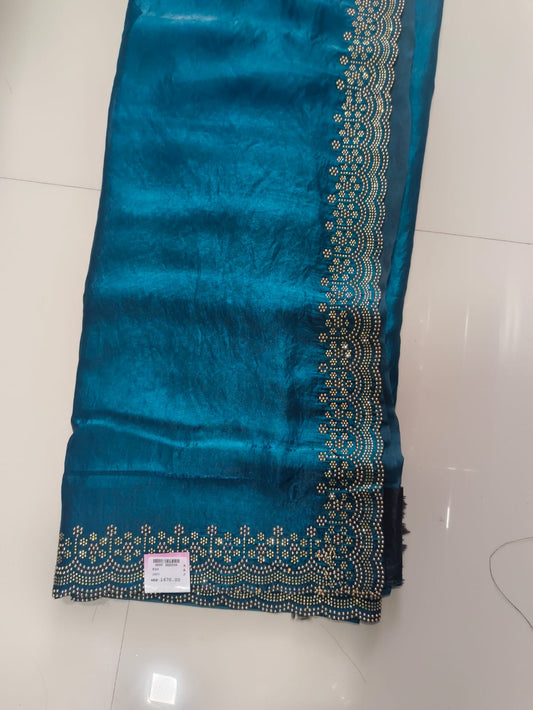 SKU; RF64 RAJ FASHION SIROSKI BORDER FANDI CHIFFON SAREE