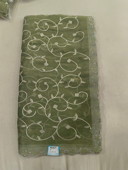 SKU ;RF88 RAJ FASHION EMBROIDERY WORK JIMMY CHHO NEW SAREE