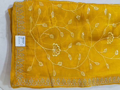 SKU ;RF 109 RAJ FASHION STONE WITH CHIKANKARI JIMMY CHHO SAREE