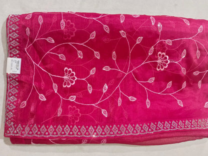 SKU ;RF 109 RAJ FASHION STONE WITH CHIKANKARI JIMMY CHHO SAREE