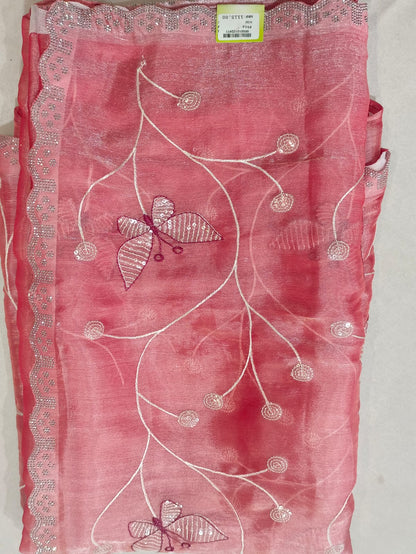 SKU ;RF 116 RAJ FASHION  CHIKANKARI WITH SEQUENCE JIMMY CHO SAREE