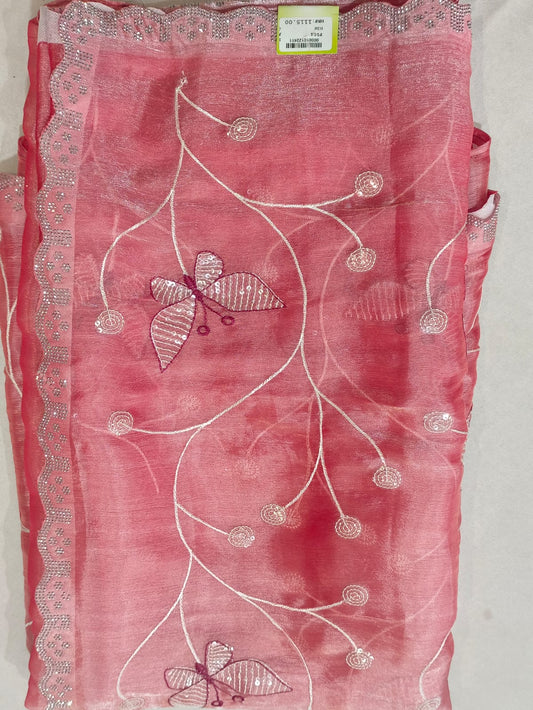 SKU ;RF 116 RAJ FASHION  CHIKANKARI WITH SEQUENCE JIMMY CHO SAREE