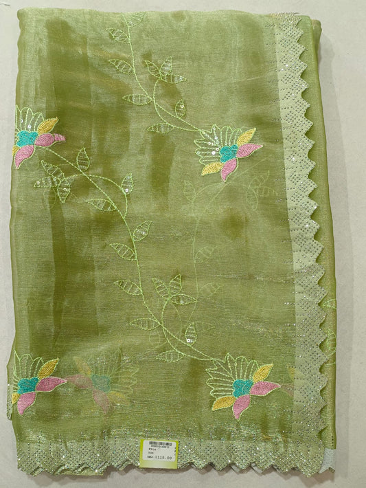 SKU RF 123 RAJ FASHION NEW MEHANDI RASAM SAREE CHAIN JIMMY CHHO