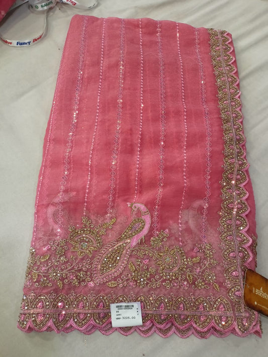 SKU RF 129 RAJ FASHION NEW TISSUE HANDWORK WITH CIDDING WORK