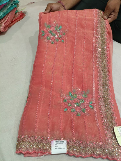 SKU ; RF 137 RAJ FASHION PURE TISSUE HANDMADE PREMIUM SAREE