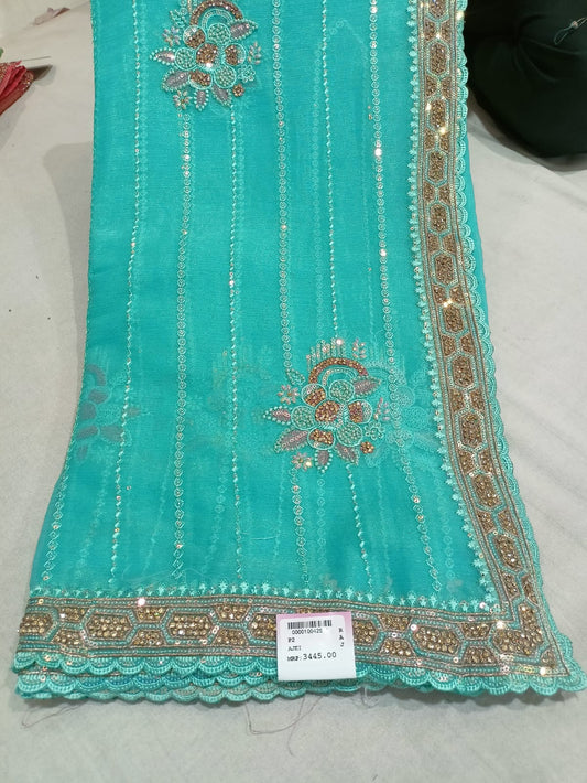 SKU ;RF 142 RAJ FASHION ORGENZA  PURE TISSUE  HANDMADE JAIPURI WORK
