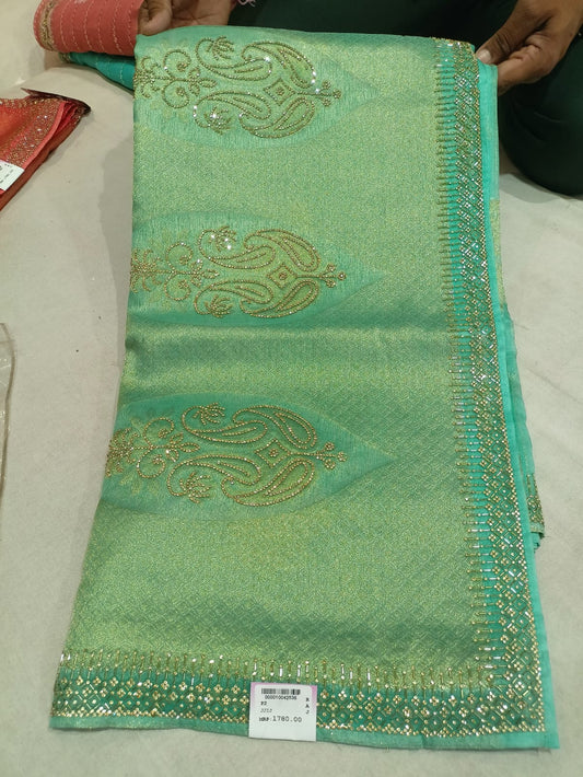 SKU; RF 144 RAJ FASHION ORGANZA BRASO  NEW HANDWORK SAREE