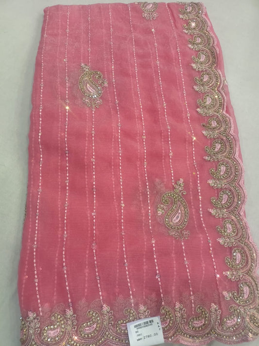 SKU RF148 RAJ FASHION NEW ORGANZA HANDMADE CODING EMBROIDERY ZARI STON WORK