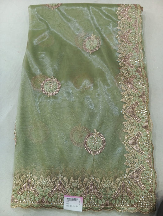 SKU ;RF195 RAJ FASHION  ROYAL LOOK TISSUE ORGANZA SAREE