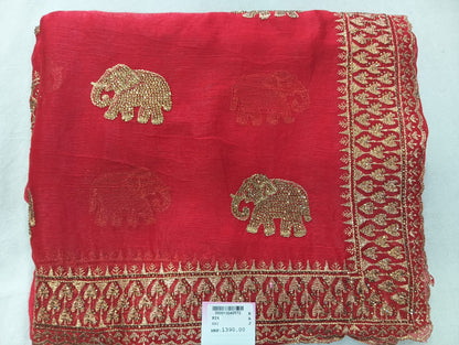 SKU; RF201  RAJ FASHION NEW SAREE FANDI CHIFFON SAREE JARI WORK