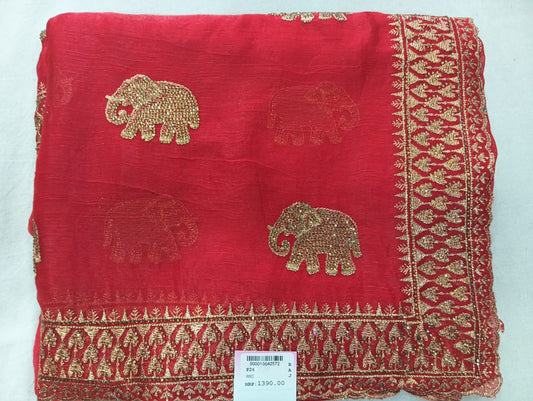 SKU; RF201  RAJ FASHION NEW SAREE FANDI CHIFFON SAREE JARI WORK