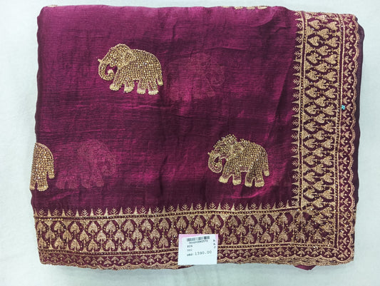 SKU; RF201  RAJ FASHION NEW SAREE FANDI CHIFFON SAREE JARI WORK
