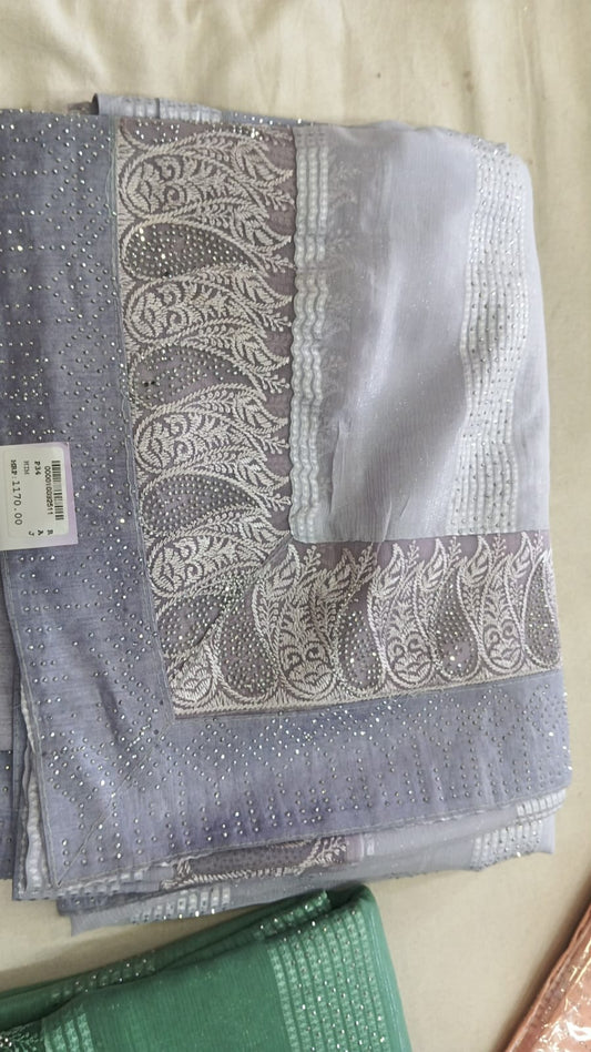 SKU ;RF211 RAJ FASHION NEW TREDDING CHIFFON WITH DAIMOND SAREE