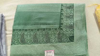 SKU ;RF211 RAJ FASHION NEW TREDDING CHIFFON WITH DAIMOND SAREE