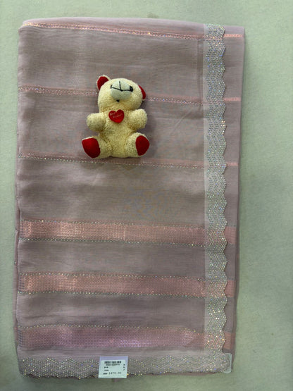 SKU; RF256 RAJ FASHION GEORGETTE TISSU FABRIC WHITH DAIMOND WORK