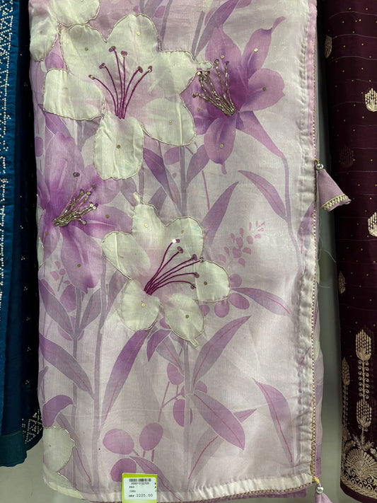 SKU; RF261 RAJ FASHION HANDMADE WORK DIGITAL ORGANZA SAREE