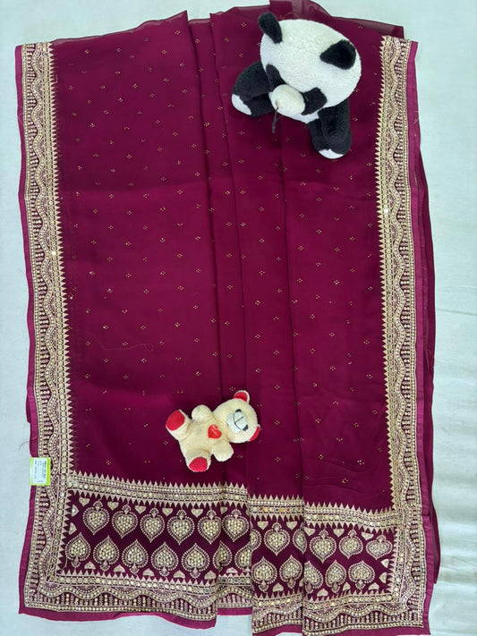 SKU; RF269 RAJ FASHION GEORGETTE SAREE MIRRAR WORK BORDER