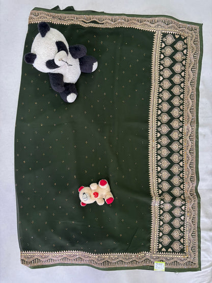 SKU; RF269 RAJ FASHION GEORGETTE SAREE MIRRAR WORK BORDER