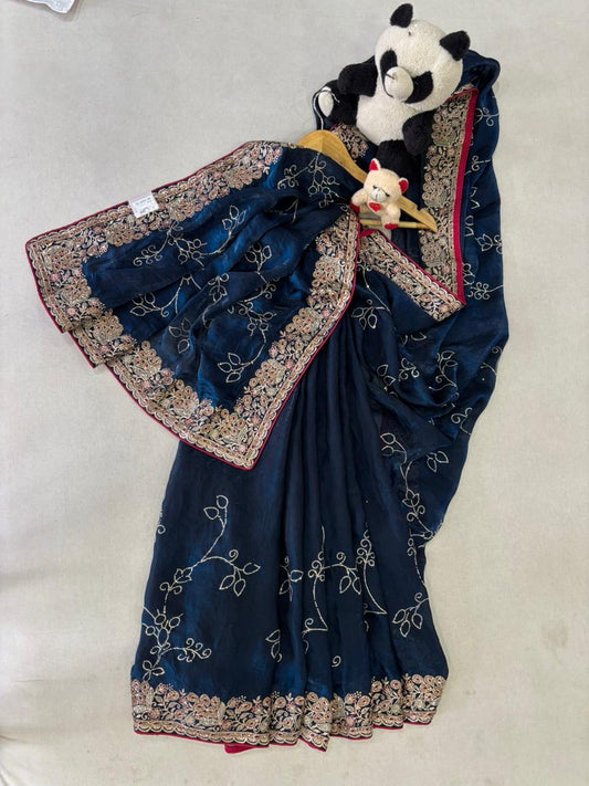 SKU; RF306 RAJ FASHION ZARDOSI SAREE PREMIUM COLLECTION DAIMOND WORK SAREE