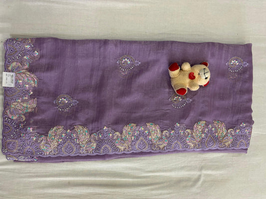 SKU; RF311 RAJ FASHION MALTI EBROIDERY WORK PURPAL COLOR PREMIUM SAREE