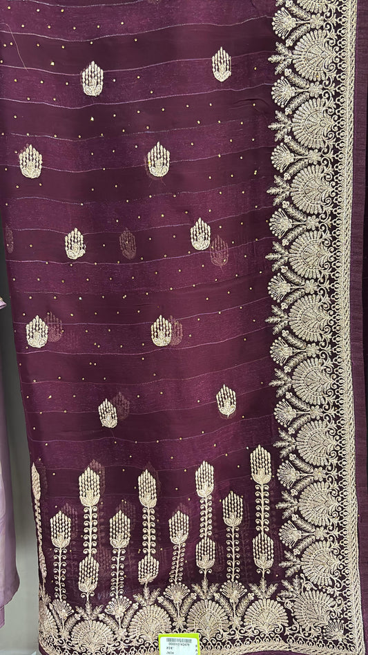 SKU; RF322 RAJ FASHION ZARDOSI WORK YELLOW AND PURPAL COLOR