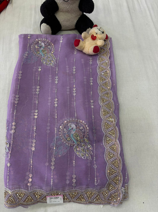 SKU; RF326 RAJ FASHION ORGANZA SAREE HAND MADE WITH SEQUENCE WORK