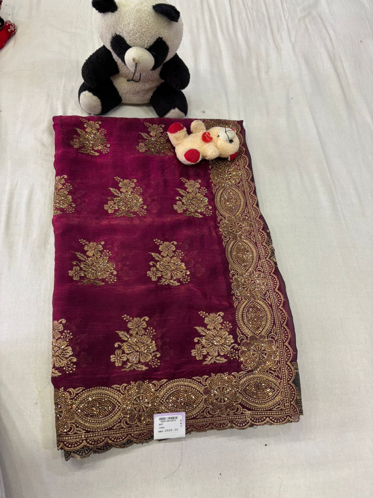 SKU; RF345 RAJ FASHION GEORGETTE SAREE EMBROIDERY GOLDAN PREMIUM SAREE