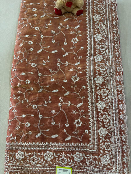 SKU; RF330 RAJ FASHION ORGANZA SAREE ZARDOSI WORK PREMIUM SAREE