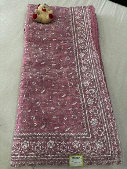 SKU; RF330 RAJ FASHION ORGANZA SAREE ZARDOSI WORK PREMIUM SAREE