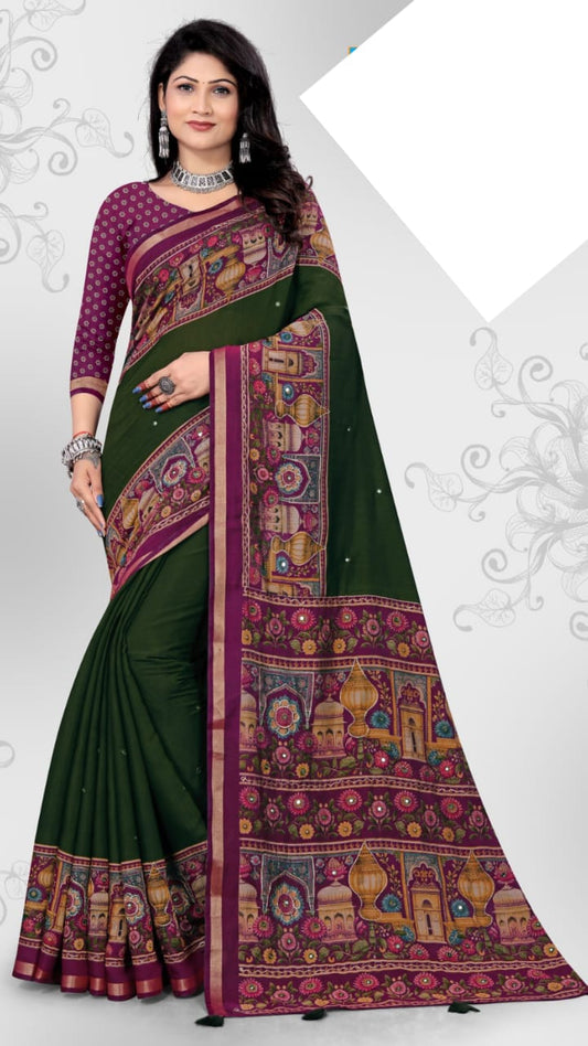 SKU ; RF356 RAJ FASHION COTTAN SAREE FEBRIC MAL SOFT SAREE GATHA 27029