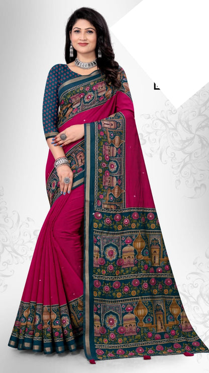 SKU ; RF356 RAJ FASHION COTTAN SAREE FEBRIC MAL SOFT SAREE GATHA 27029