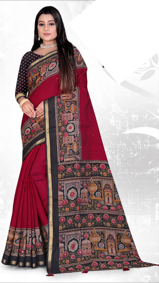 SKU ; RF356 RAJ FASHION COTTAN SAREE FEBRIC MAL SOFT SAREE GATHA 27029