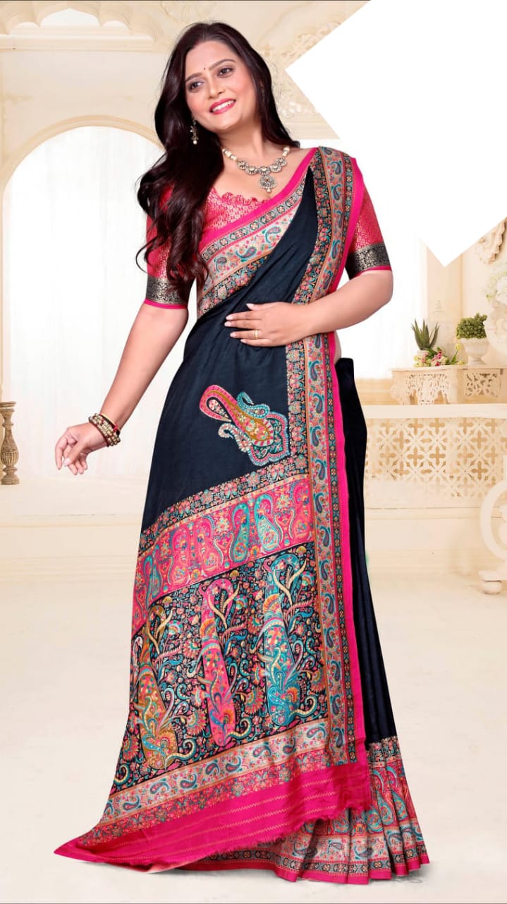 SKU; RF350 RAJ FASHION PURE PASMINA SILK SAREE TRADITIONAL BSP23042