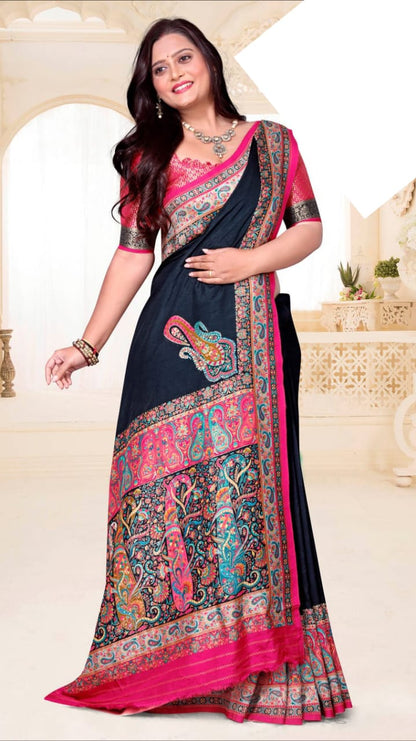 SKU; RF350 RAJ FASHION PURE PASMINA SILK SAREE TRADITIONAL BSP23042