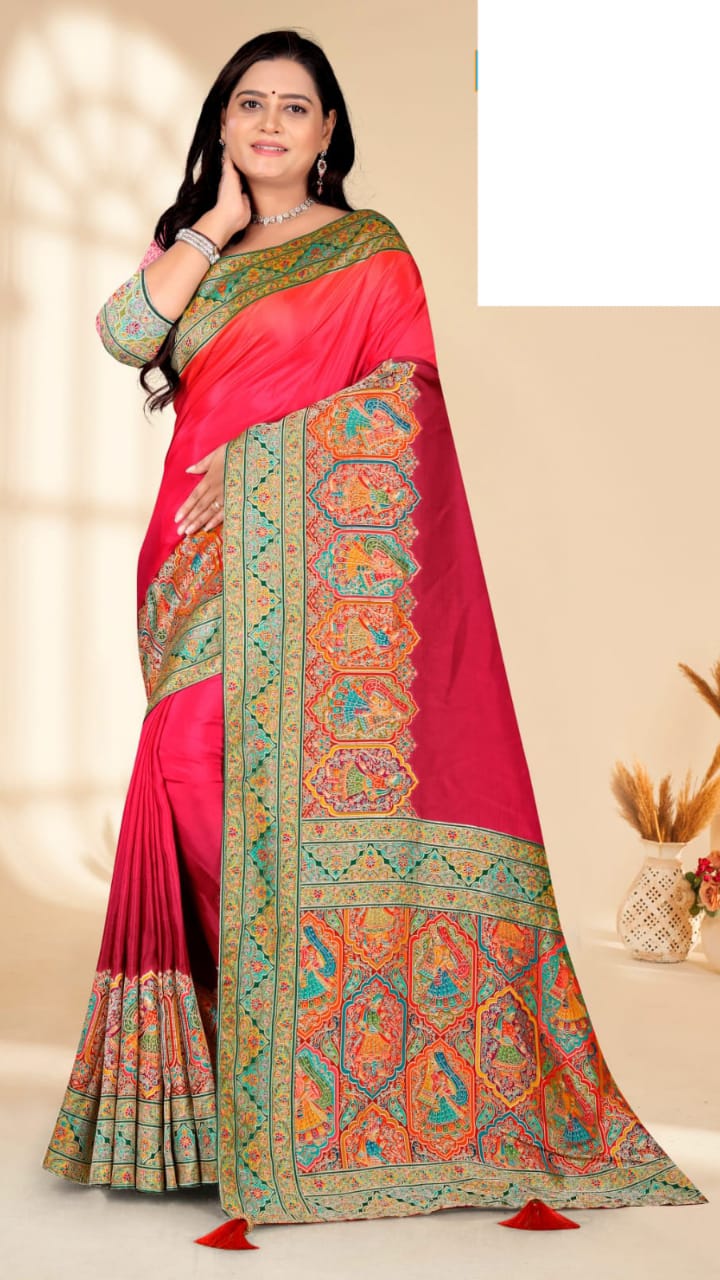 SKU; RF354 RAJ FASHION PURE PASMINA SILK SAREE SOFT MATIRIYAL BSP 24104