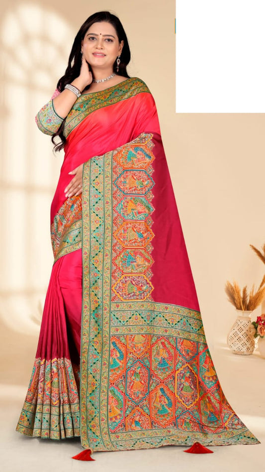 SKU; RF354 RAJ FASHION PURE PASMINA SILK SAREE SOFT MATIRIYAL BSP 24104