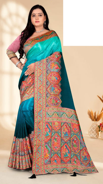 SKU; RF354 RAJ FASHION PURE PASMINA SILK SAREE SOFT MATIRIYAL BSP 24104