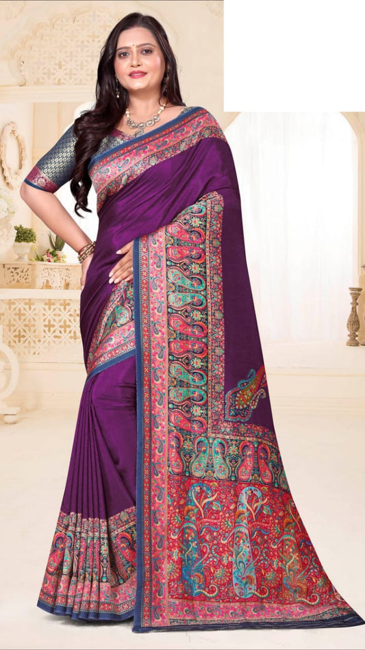 SKU; RF350 RAJ FASHION PURE PASMINA SILK SAREE TRADITIONAL BSP23042