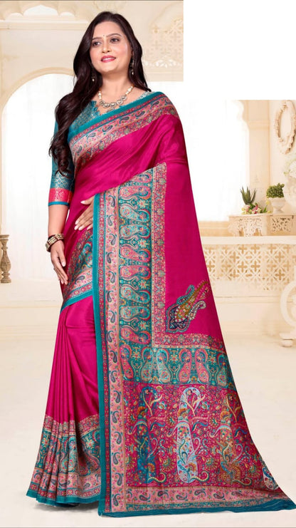 SKU; RF350 RAJ FASHION PURE PASMINA SILK SAREE TRADITIONAL BSP23042