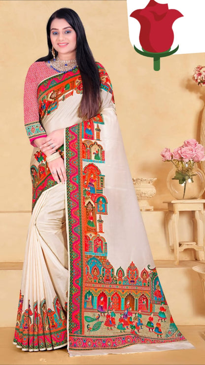 SKU; RF346 RAJ FASHION PURE PASMINA SAREE BSP24101 SOFT MATIRIYAL