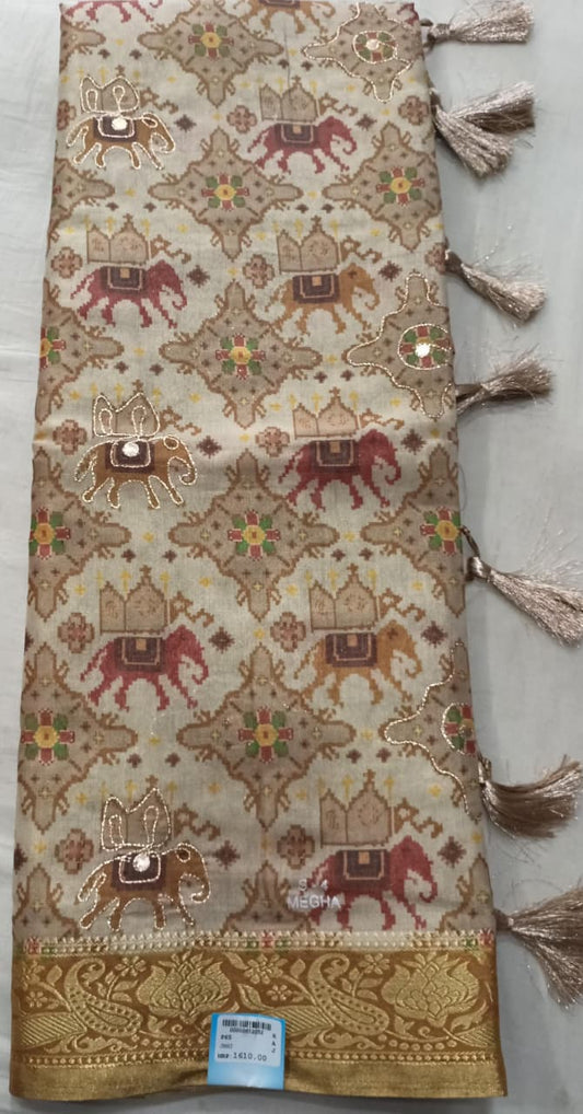 SKU; RF51 RAJFASHION ORGENZA SAREE DIGITAL  PRINT