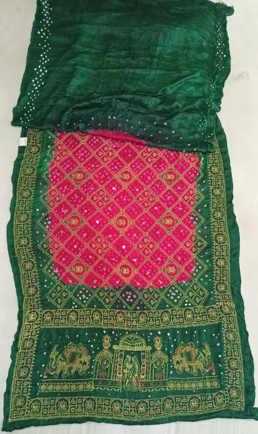 SKU; RF54 RAJ FASHION PURE GAJI SILK SAREE BANDHANI WITH HANDWORK SAREE