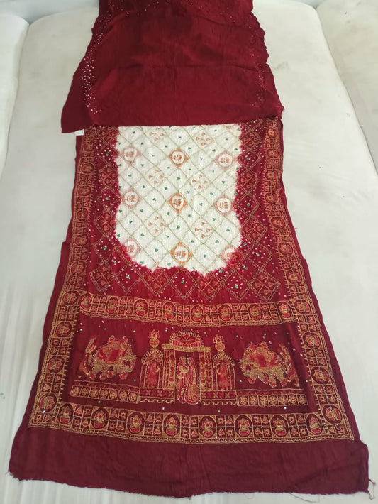 SKU; RF55 RAJ FASHION PURE GAJI SILK SAREE BANDHANI WITH HANDWORK