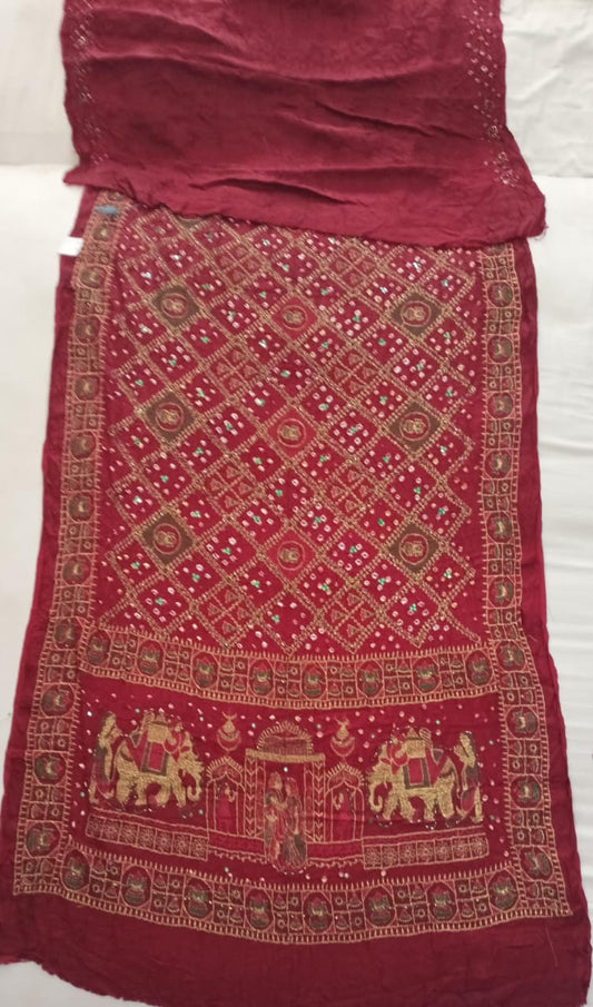 SKU; RF57  RAJ FASHION PURE GAJI SILK SAREE BANDHANI SAREE HANDWORK